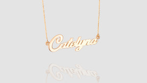 14K Yellow Gold Custom Cursive Name Plate Necklace