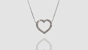 18K White Gold See Through Heart Diamond Necklace