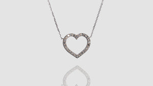 18K White Gold See Through Heart Diamond Necklace