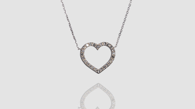 18K White Gold See Through Heart Diamond Necklace
