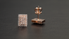 14K Rose Gold Rectangle Diamond Earrings