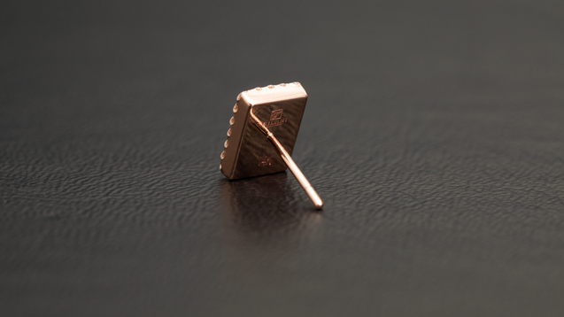 14K Rose Gold Rectangle Diamond Earrings