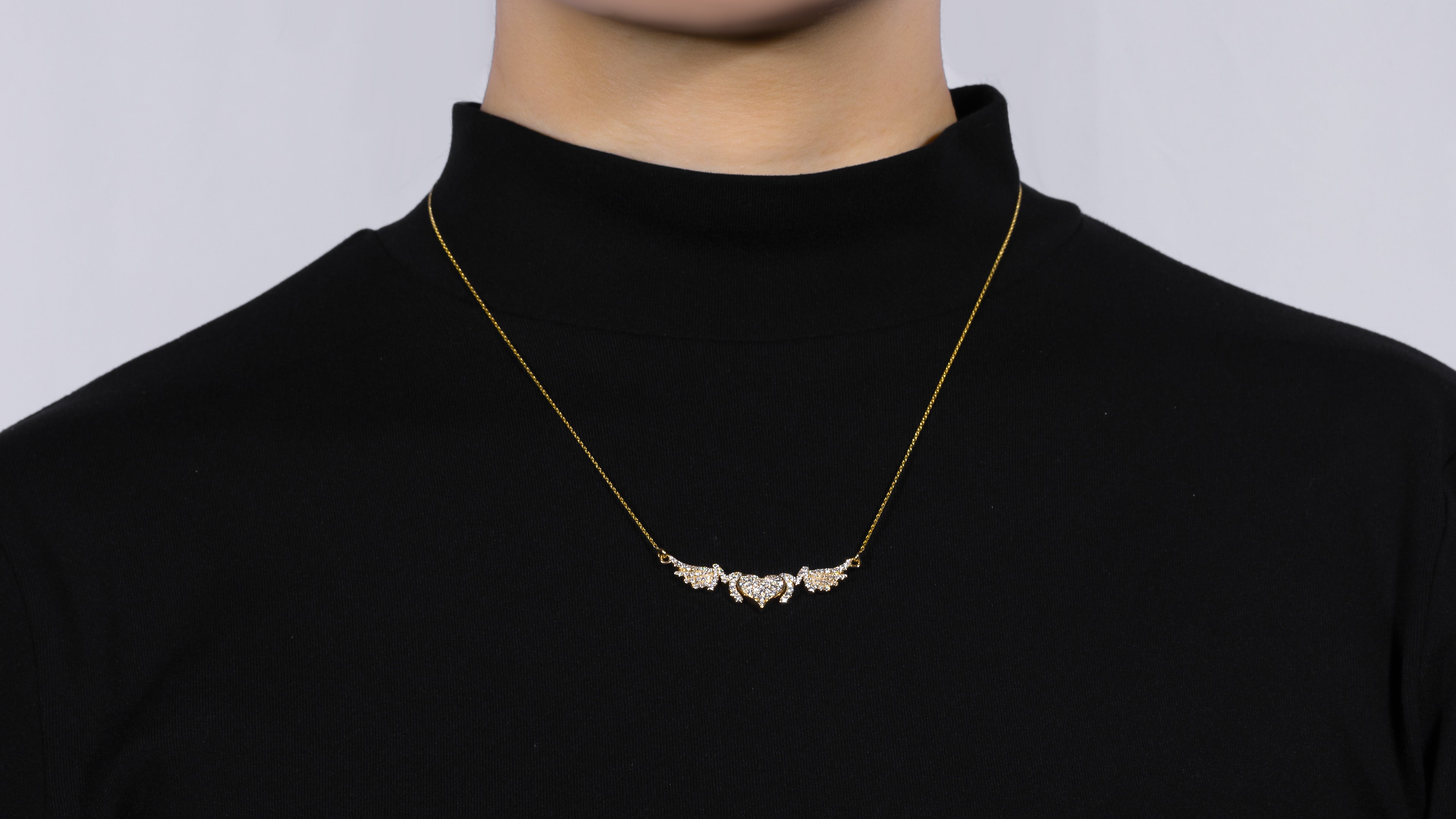 18K Gold Diamond Flying Love Mom Heart Pendant