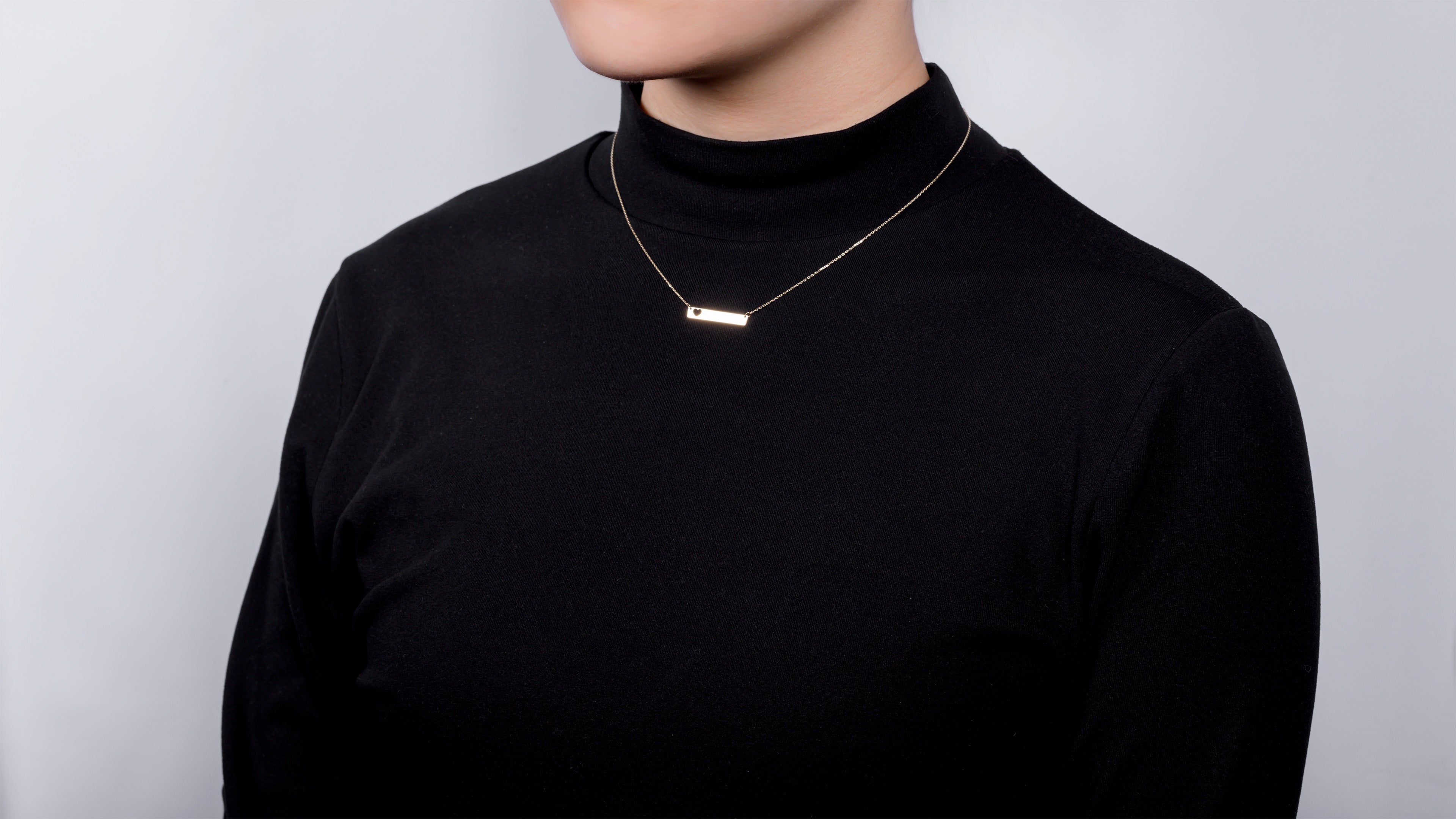 10K Yellow Gold Bar Heart Necklace