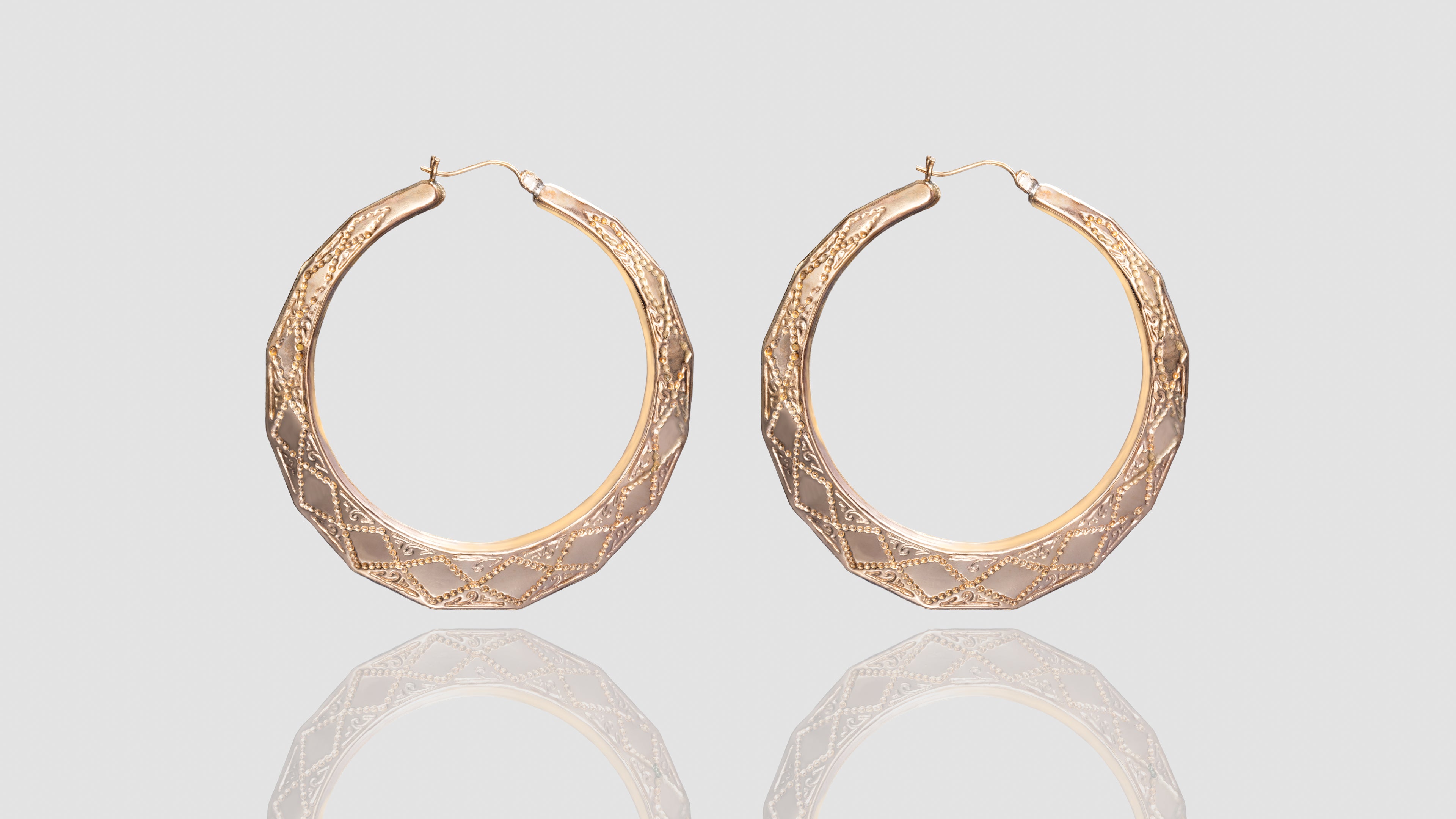 10K Gold Embroidery Hoop Earrings