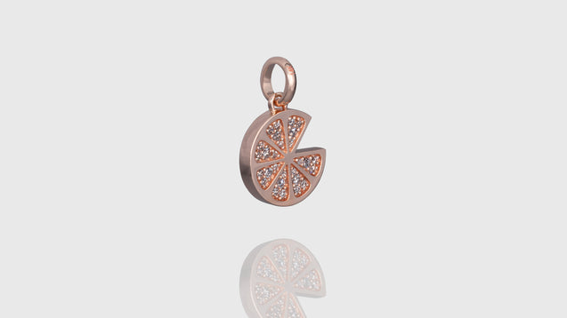 14K Rose Gold Diamond Mini Grapefruit Charm Pendant