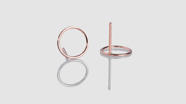 14K Rose Gold Hollow Circle Stud Earrings