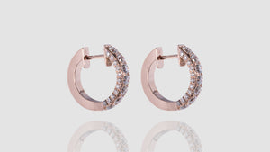 14K Rose Gold Huggie Diamond Earrings