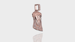 10K Rose Gold Jesus Head Diamond Pendant