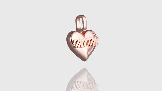 10K Rose Gold Mom Heart Pendant