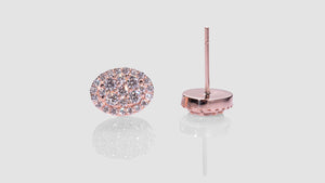 14K Rose Gold Oval Shape Diamond Earrings