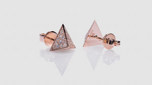 14K Rose Gold Pyramidal Shape Diamond Earrings