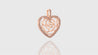 18K Rose Gold Rose In Heart Diamond Pendant
