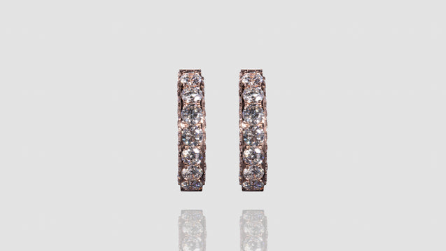14K Rose Gold Huggie Diamond Earrings