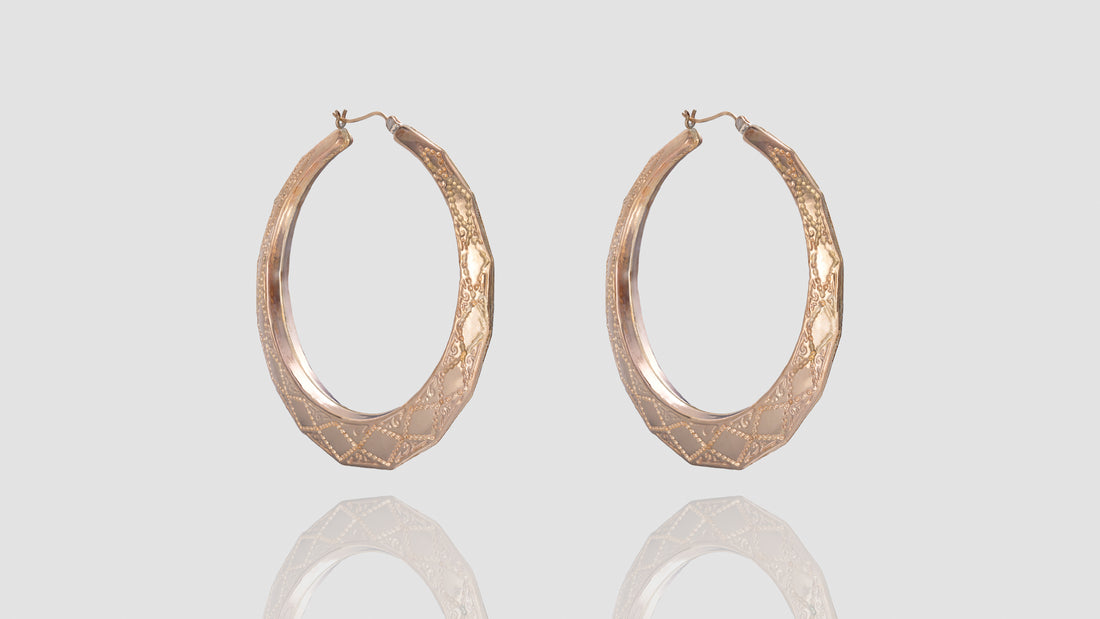 10K Gold Embroidery Hoop Earrings