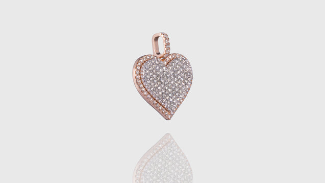 14K Two-Tone Gold Flat Layered Diamond Heart Pendant