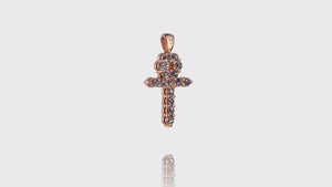 14k Rose Gold Tennis Ankh Diamond Pendant