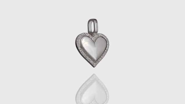 10K White Gold Diamond Surrounded Heart Pendant