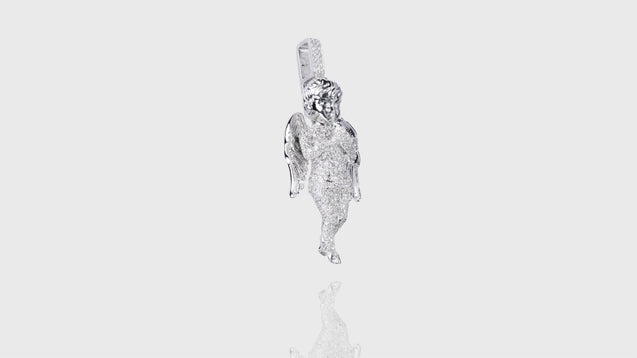 10K White Gold Angel Diamond Pendant