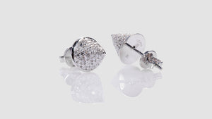 14K White Gold Cone Shape Diamond Earrings