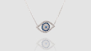 10K White Gold CZ Eye Chain Necklace