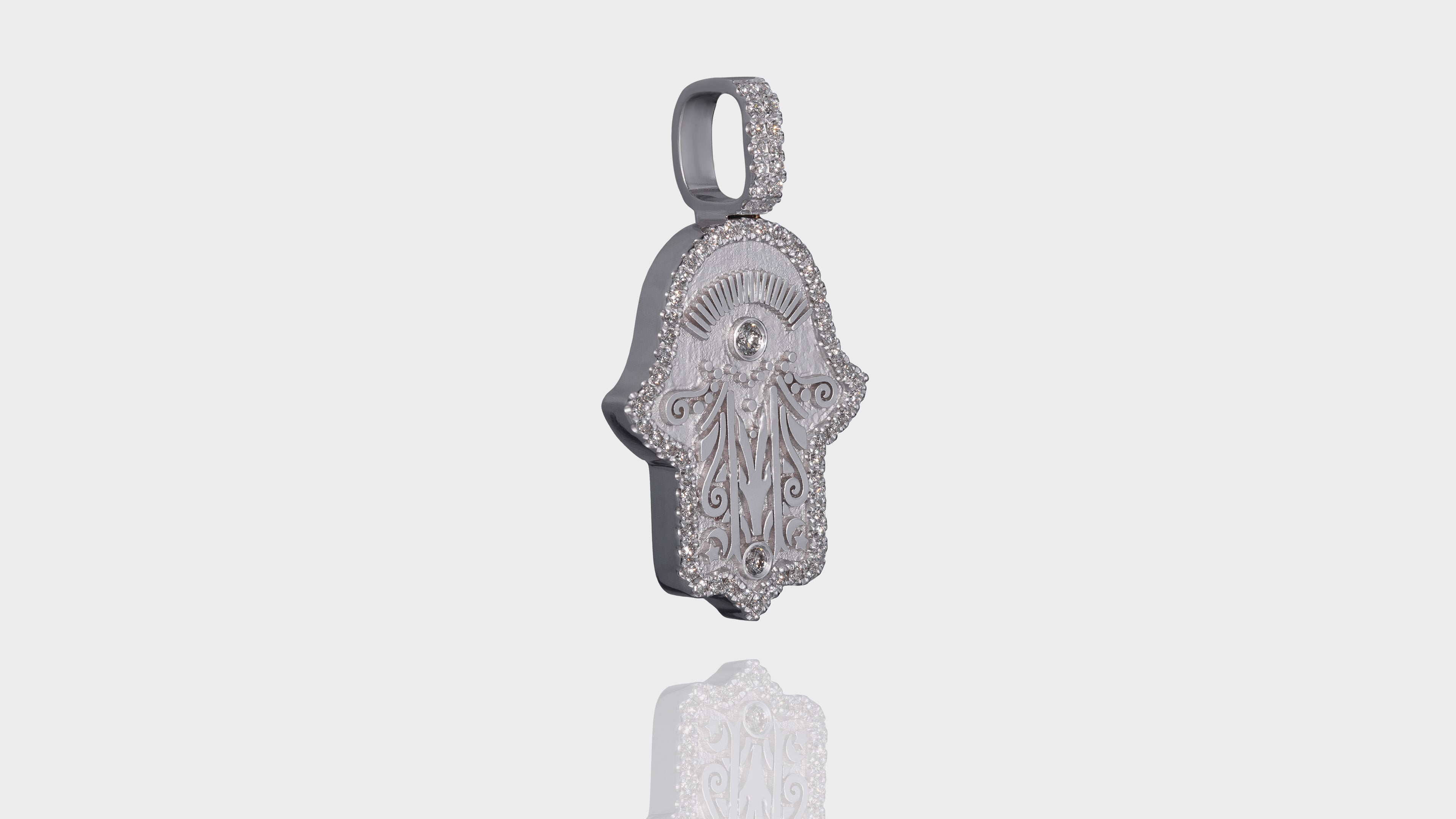 14K Gold Hamsa Hand Diamond Pendant