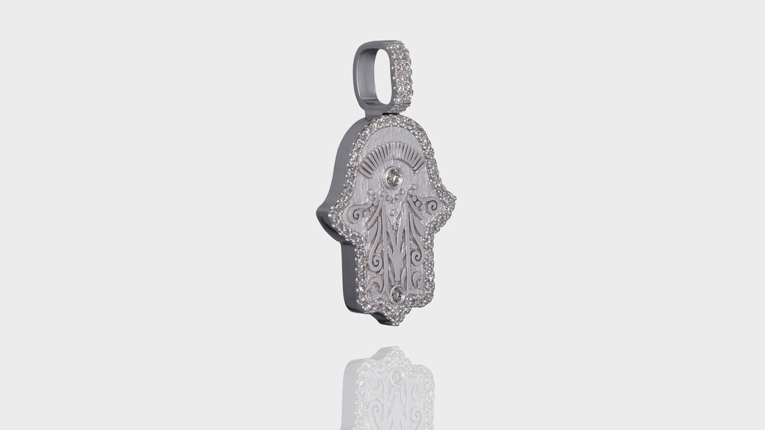 10K Gold Hamsa Hand Diamond Pendant