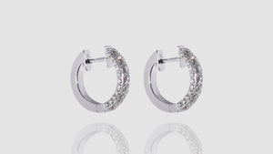 14K White Gold Huggie Diamond Earrings