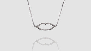 18K White Gold Lips Shape Diamond Necklace