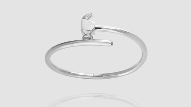 [Pre-Order] 18K White Gold Plain Chakoch Bangle Bracelet*