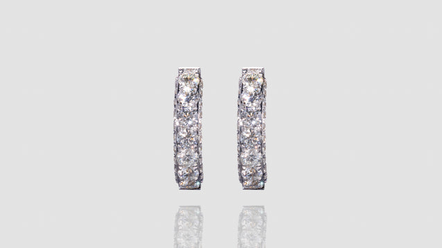 14K White Gold Huggie Diamond Earrings