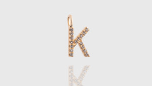 14K Yellow Gold Diamond Initial Charm Pendant