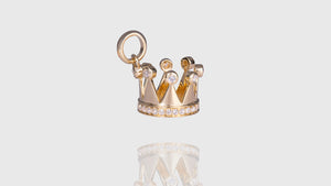 14K Yellow Gold Diamond Mini Charm Crown Pendant
