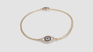 10K Yellow Gold CZ Eye Charm Bracelet