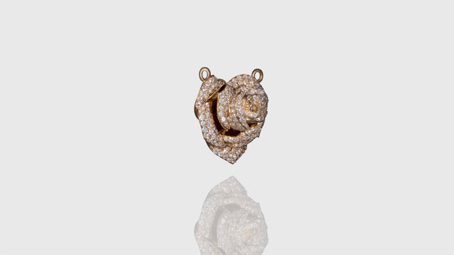 14K Yellow Gold Diamond Rose Pendant