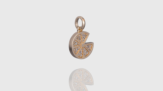 14K Yellow Gold Diamond Mini Grapefruit Charm Pendant