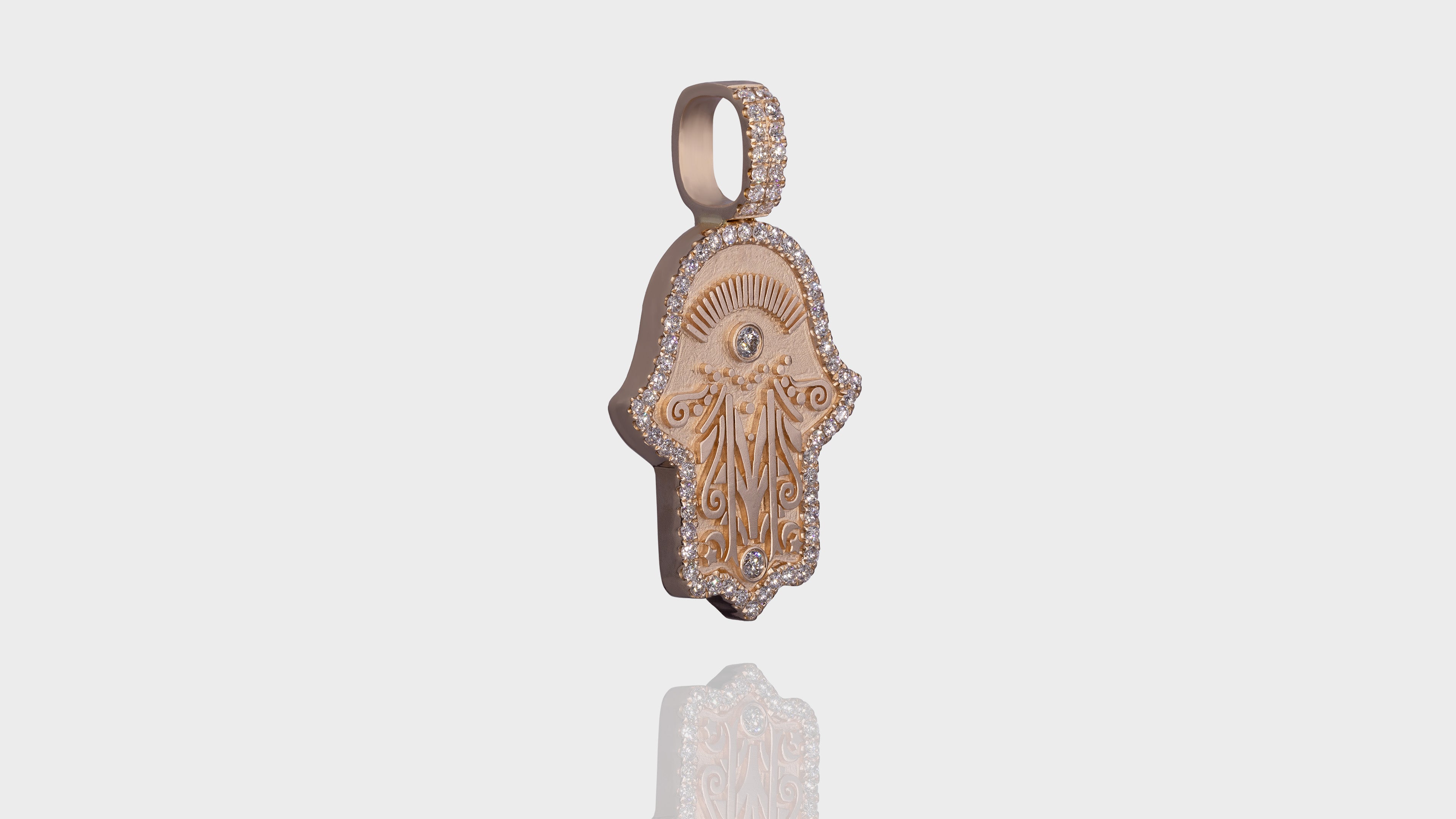 14K Gold Hamsa Hand Diamond Pendant