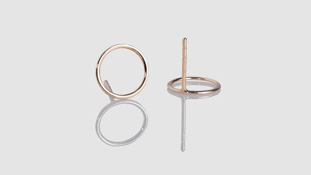 14K Yellow Gold Hollow Circle Stud Earrings